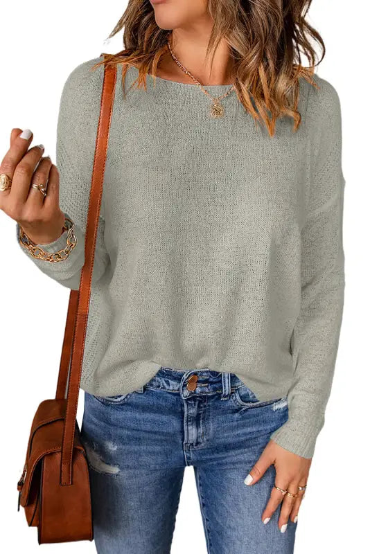 Drop shoulder pullover sweater - sweaters