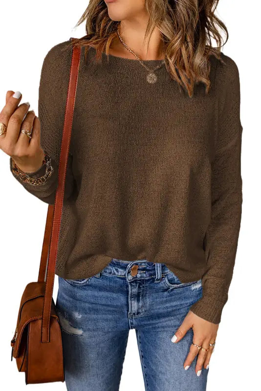 Drop shoulder pullover sweater - sweaters