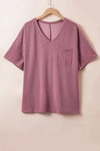 Dropped Shoulder Plus T-Shirt - Rose Pink - Fashionfitz