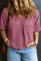 Dropped Shoulder Plus T-Shirt - Rose Pink - Fashionfitz