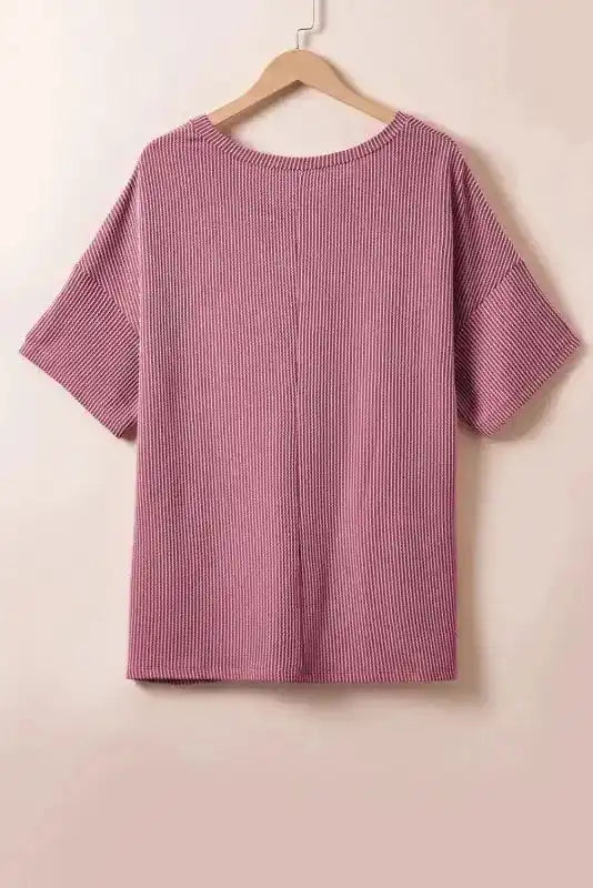 Dropped Shoulder Plus T-Shirt - Rose Pink - Fashionfitz