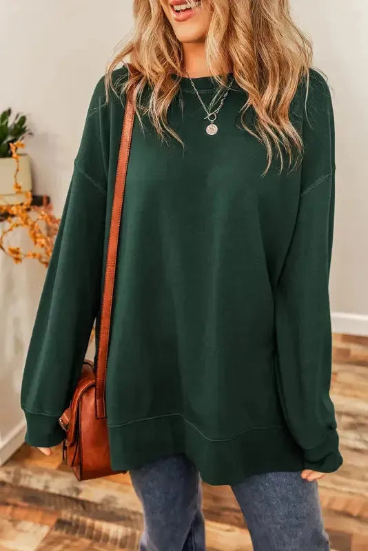 Oversized split hem sweatshirt front view — Fashionfitz UK