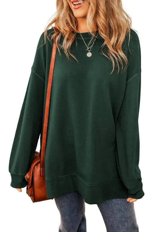 Duffel oversized drop shoulder split hem sweatshirt - sweatshirts & hoodies