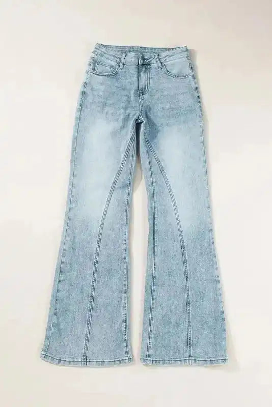 Dusk Blue Jeans - Acid Wash Extra Wide Leg High Waist - Fashionfitz