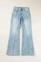 Dusk Blue Jeans - Acid Wash Extra Wide Leg High Waist - Fashionfitz