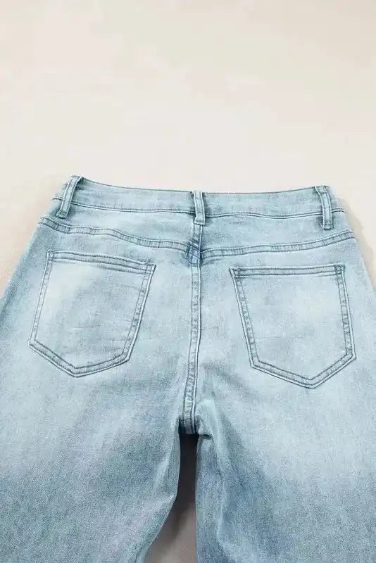Dusk Blue Jeans - Acid Wash Extra Wide Leg High Waist - Fashionfitz