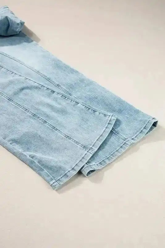 Dusk Blue Jeans - Acid Wash Extra Wide Leg High Waist - Fashionfitz