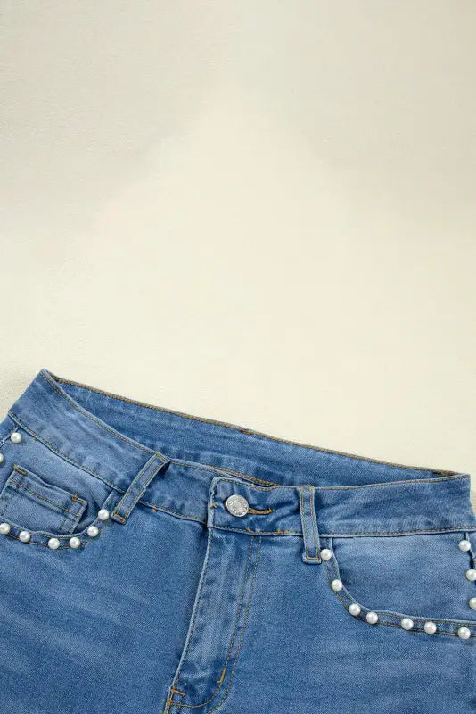 Dusk blue pearl boot cut denim jeans