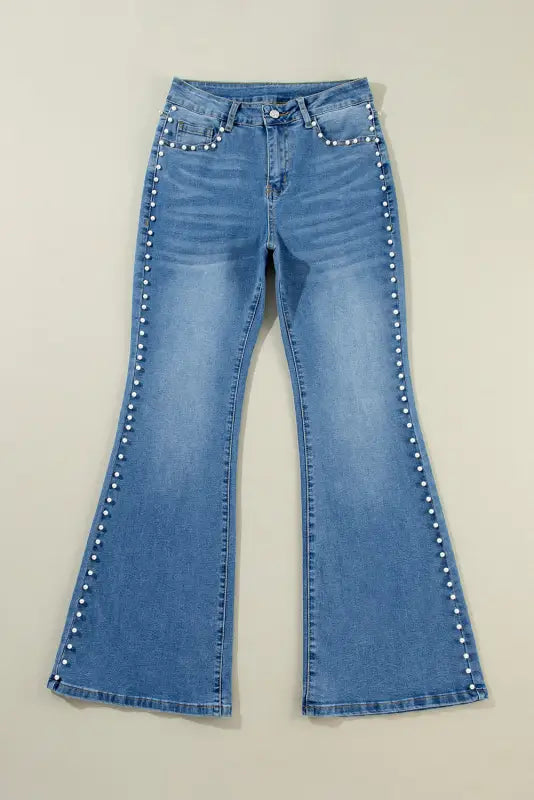 Dusk blue pearl boot cut denim jeans