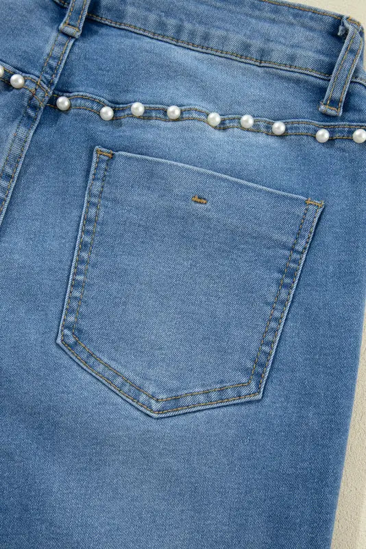 Dusk blue pearl boot cut denim jeans