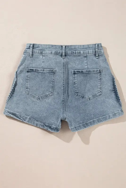 Dusk blue studded acid wash denim shorts - bottoms/denim