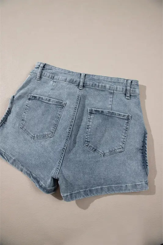 Dusk blue studded acid wash denim shorts - bottoms/denim