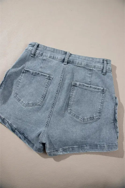 Dusk blue studded acid wash denim shorts - bottoms/denim