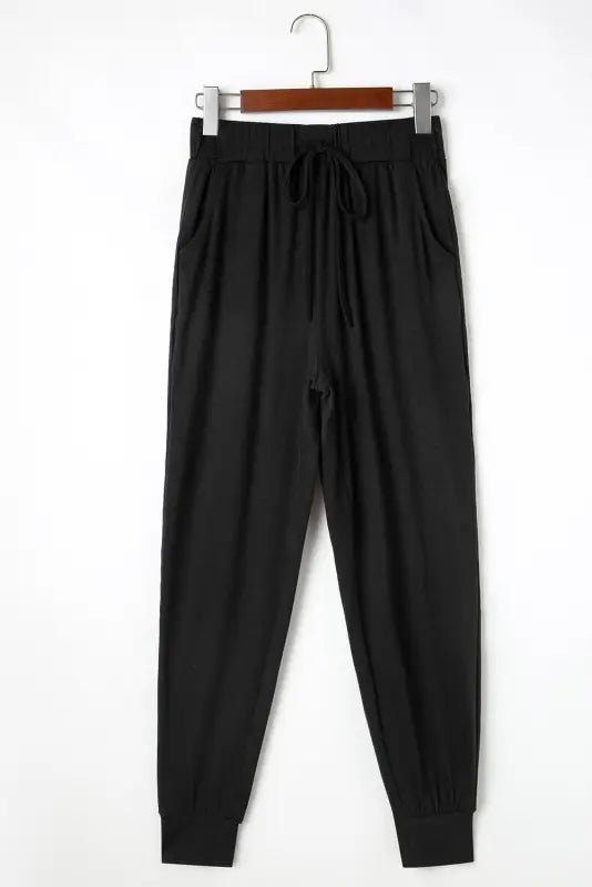 Duster cardigan and skinny pants lounge set - black