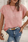 Dusty pink lattice textured knit short sleeve sweater - new