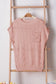 Dusty pink lattice textured knit short sleeve sweater - new