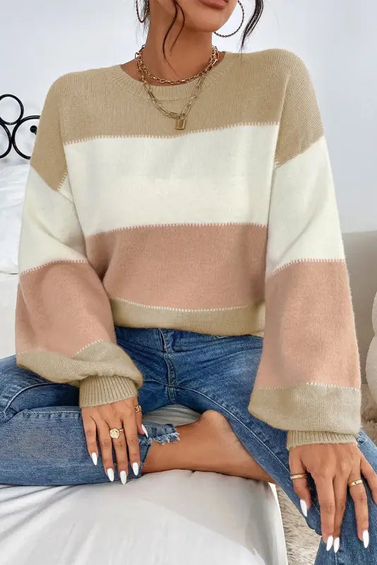 Dusty pink serenity sweater - embrace elegance | lantern sleeve chic