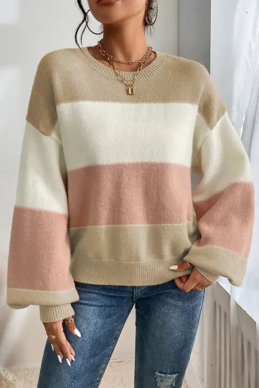 Dusty pink serenity sweater - embrace elegance | lantern sleeve chic