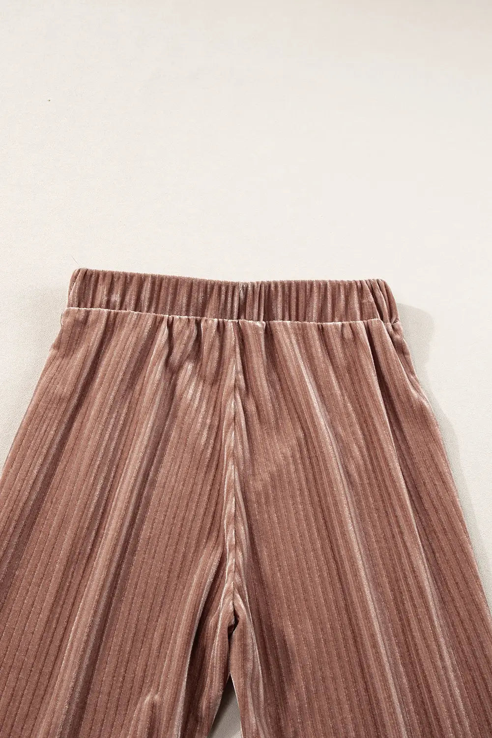 Dusty pink solid color high waist flare corduroy pants - bottoms