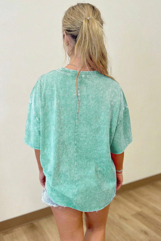 Mineral Washed Oversized Cotton Tee Drop Shoulder Round Neck Tunic Length