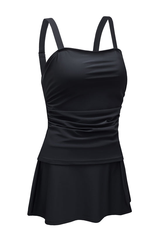 Black Square Neck Tankini Swimsuit