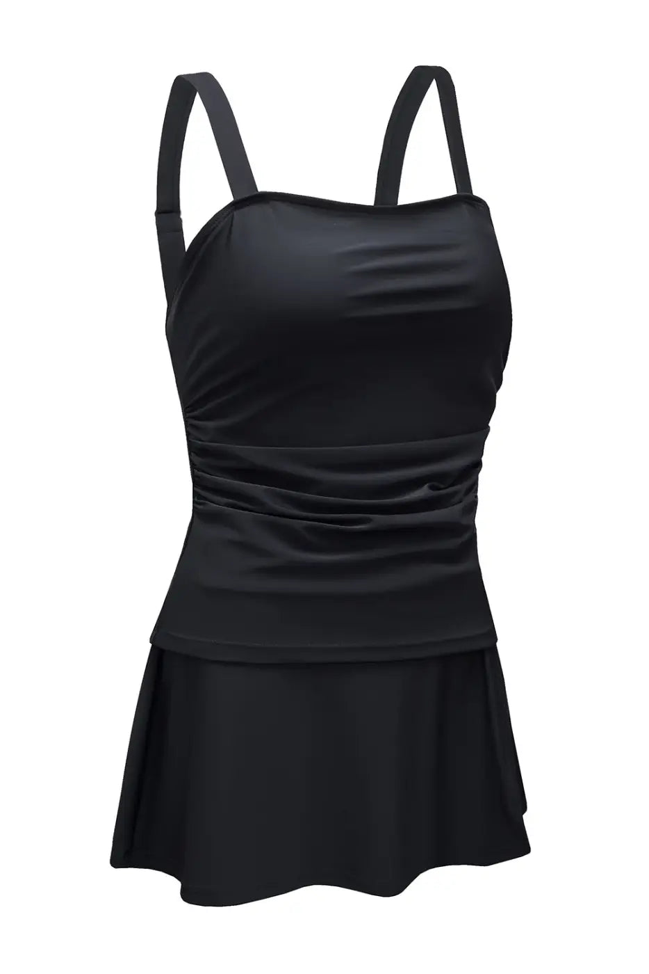 Black square neck sleeveless tankini swimsuit | fashionfitz