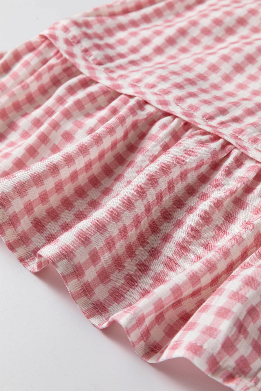 Plaid Ruffle Hem Half Sleeve Blouse Women UK
