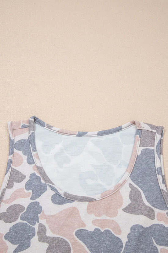 Retro camo print oversized tank top sleeveless women uk | fashionfitz