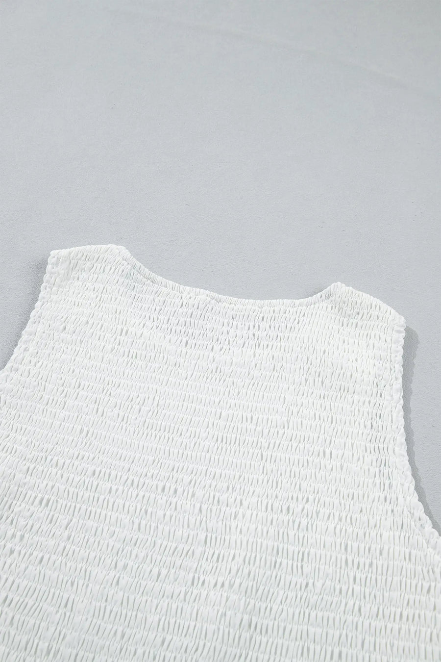 Lace peplum hem detail on white sleeveless tank top — Fashionfitz UK
