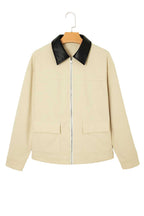 Leather Collar Corduroy Jacket