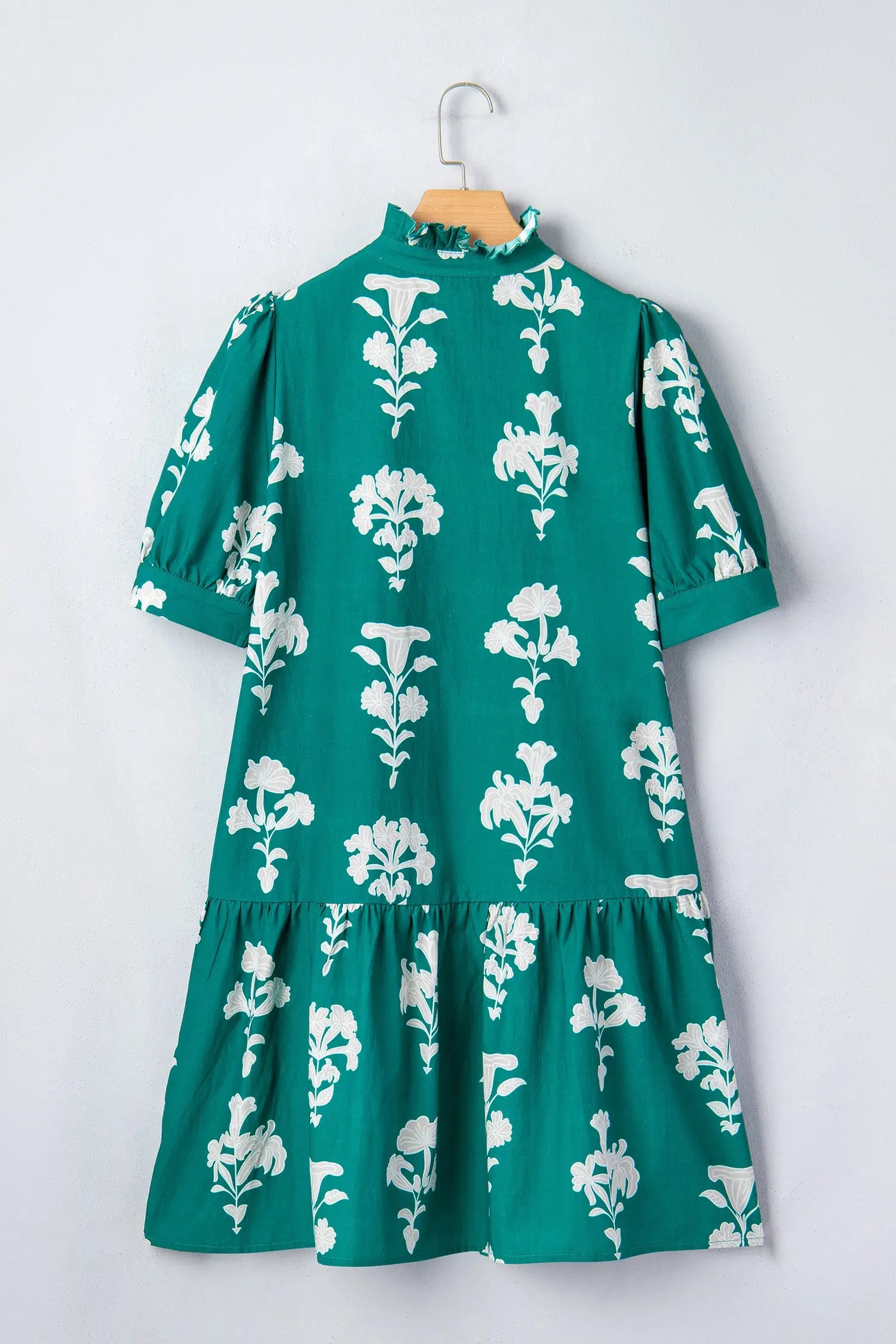 Floral frilled v-neck puff sleeve mini dress dresses