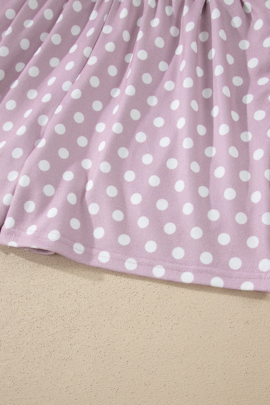Polka Dot Print Round Neck Short Sleeve Top & Shorts Co-Ord Set