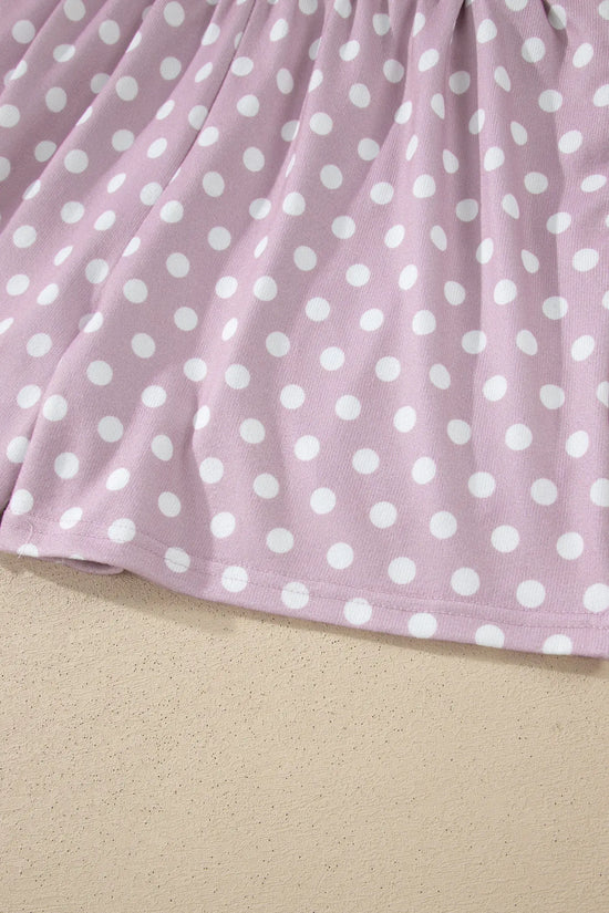 Polka dot print round neck short sleeve top & shorts co-ord set outfit sets