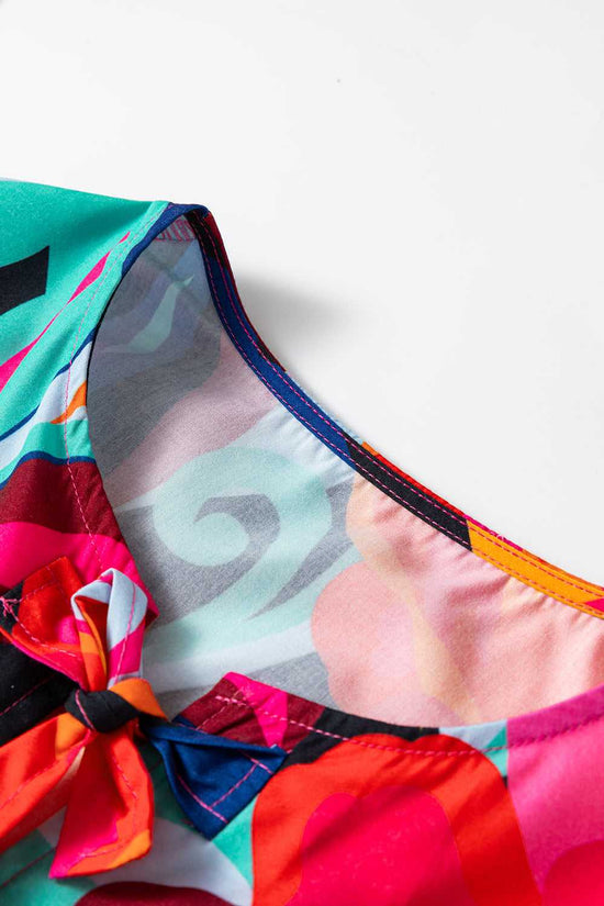 Abstract Floral Babydoll Blouse