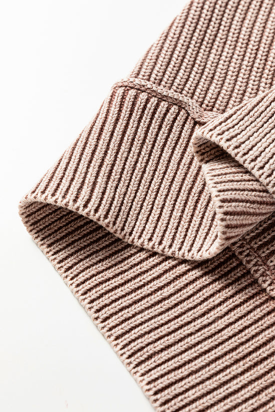 Stonewash Patchwork Knit Open Cardigan