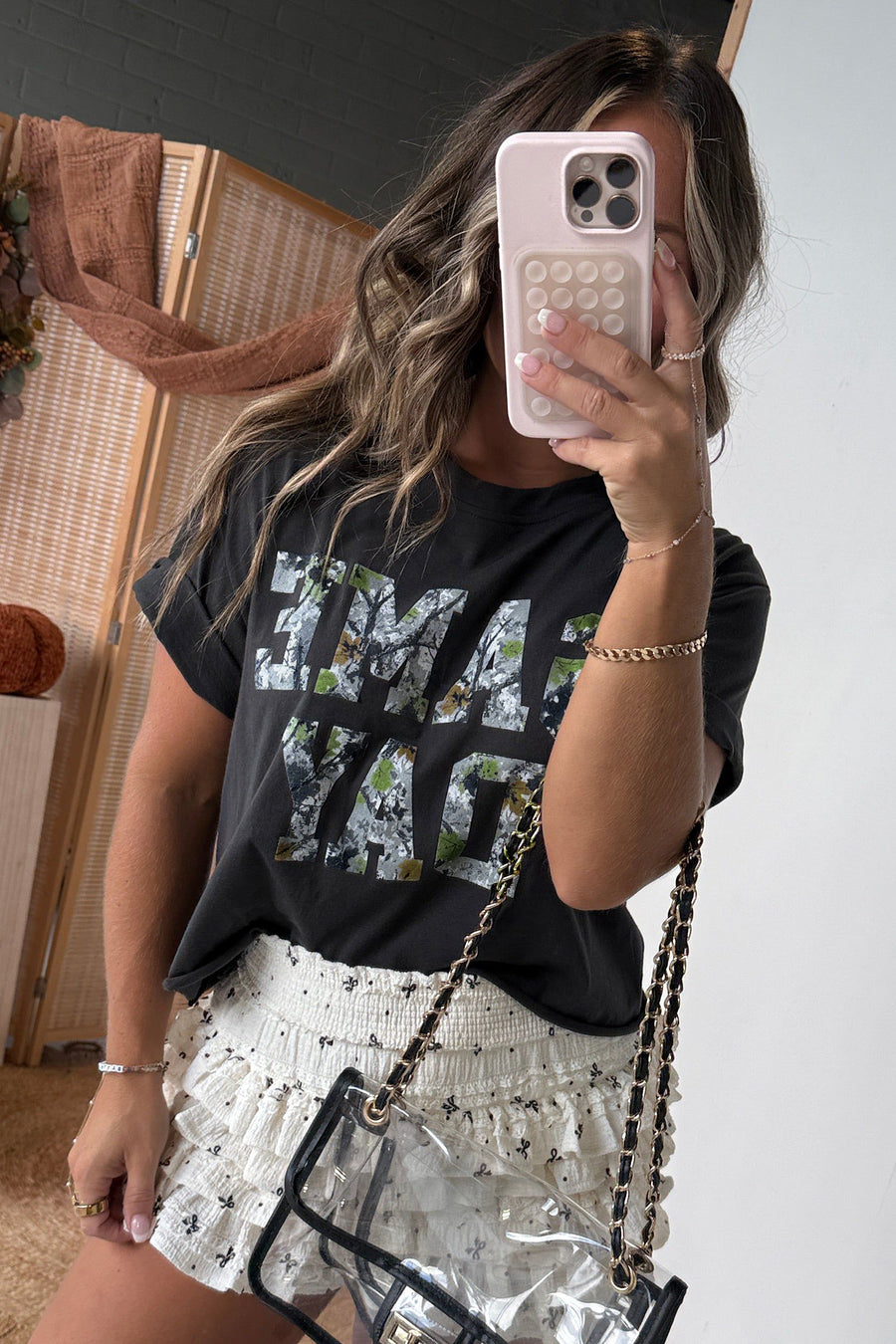 Black Camo Game Day Short Sleeve T-Shirt Women UK