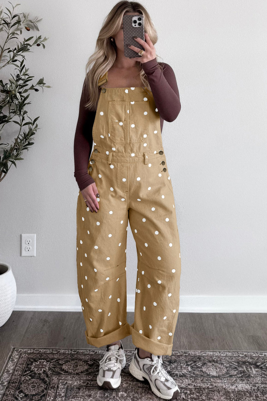 Polka Dot Denim Barrel Overalls Jumpsuit Women UK