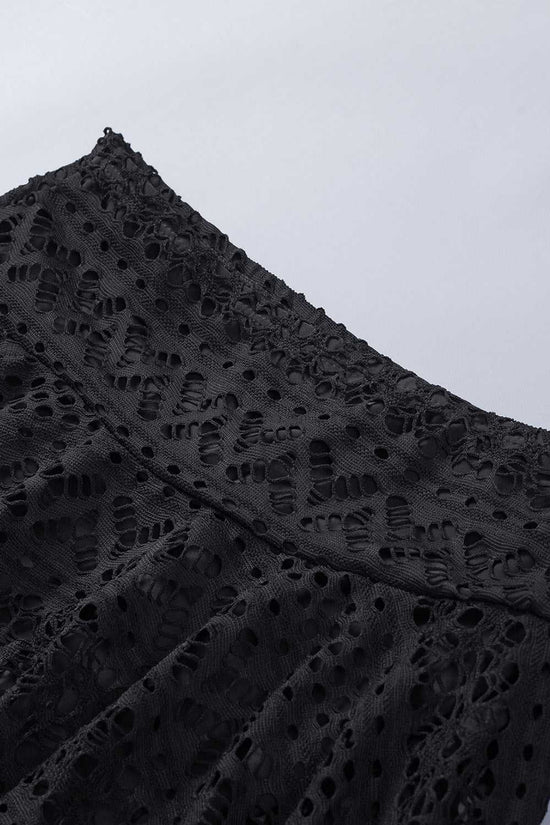 Black Crochet Lace Swim Skorts