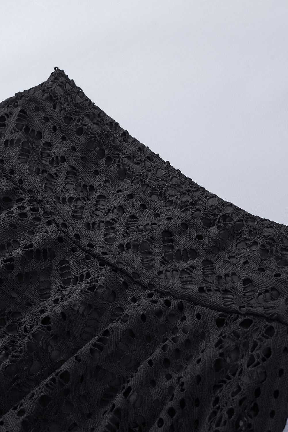 Black Crochet Lace Swim Skorts