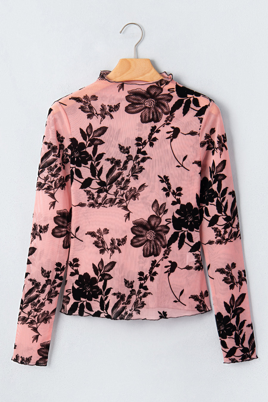 Retro Floral Mesh Long Sleeve Pullover Blouse Women UK