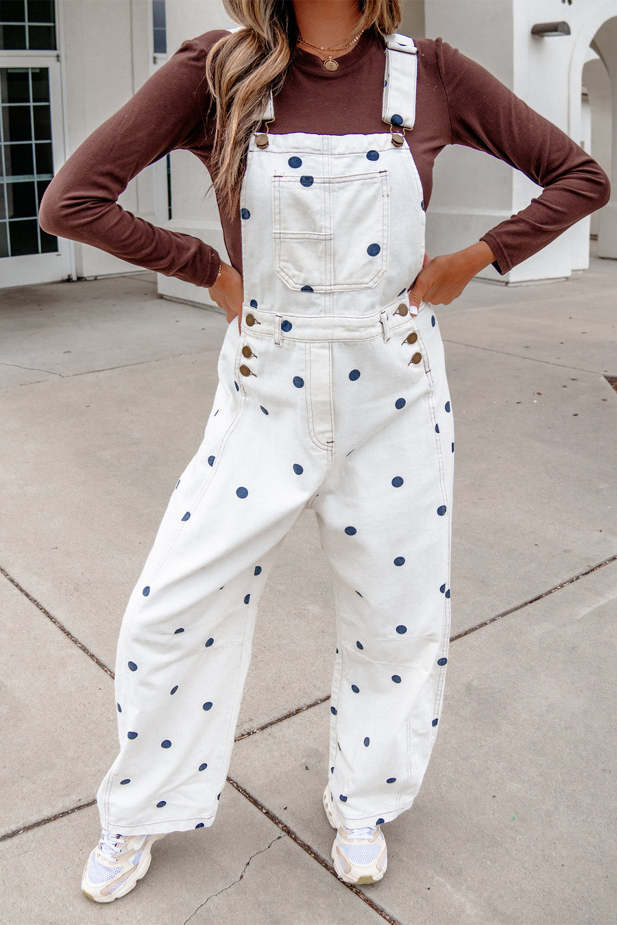 Polka Dot Denim Barrel Overalls Jumpsuit Women UK