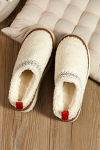 Embroidered Sherpa Plush Winter Slippers
