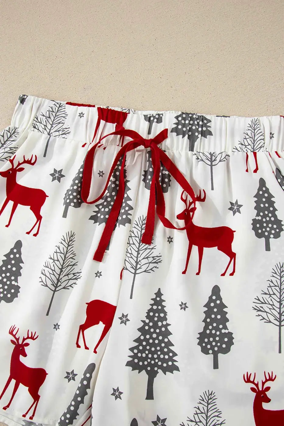 Christmas print velvet trim pyjamas set long sleeve top & shorts women uk | fashionfitz