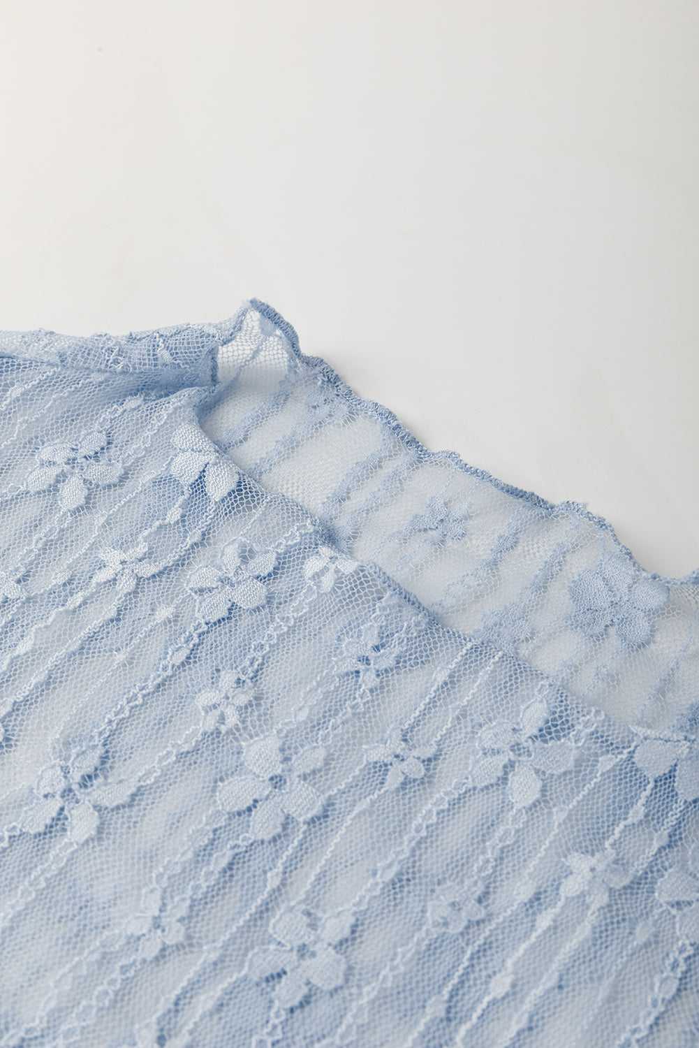 Sheer Floral Lace Slim-Fit Top