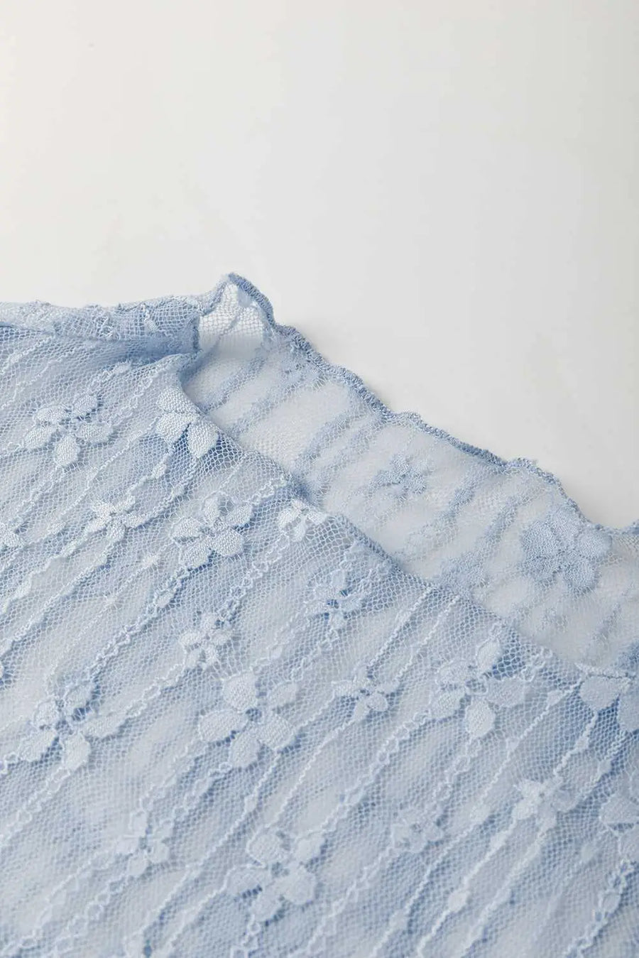 Sheer floral lace slim-fit top blouses