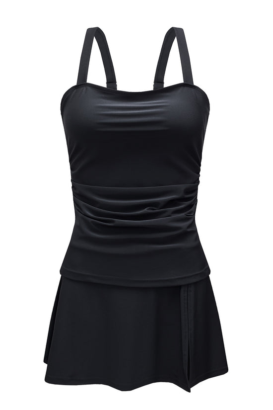 Black Square Neck Tankini Swimsuit