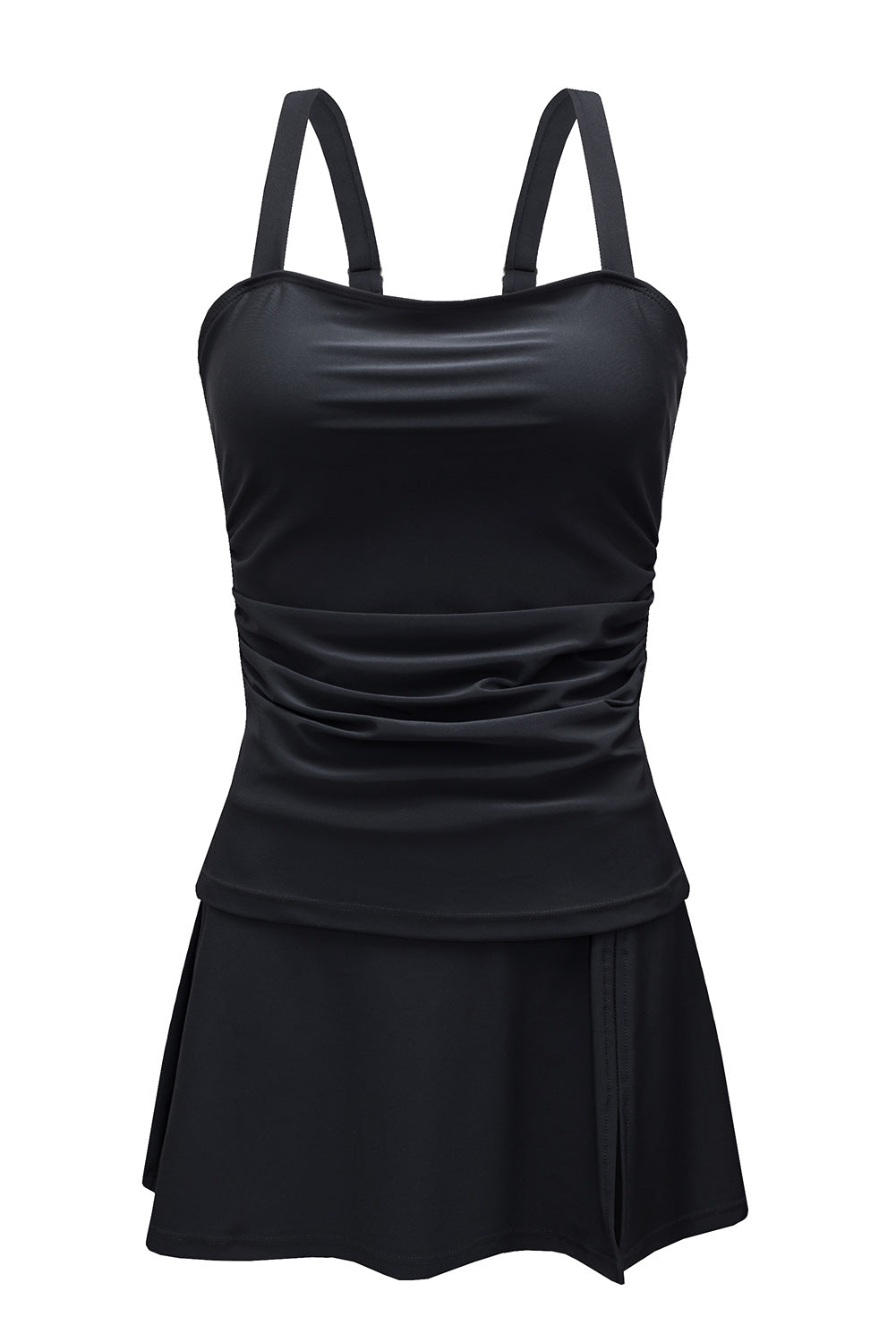 Black Square Neck Tankini Swimsuit