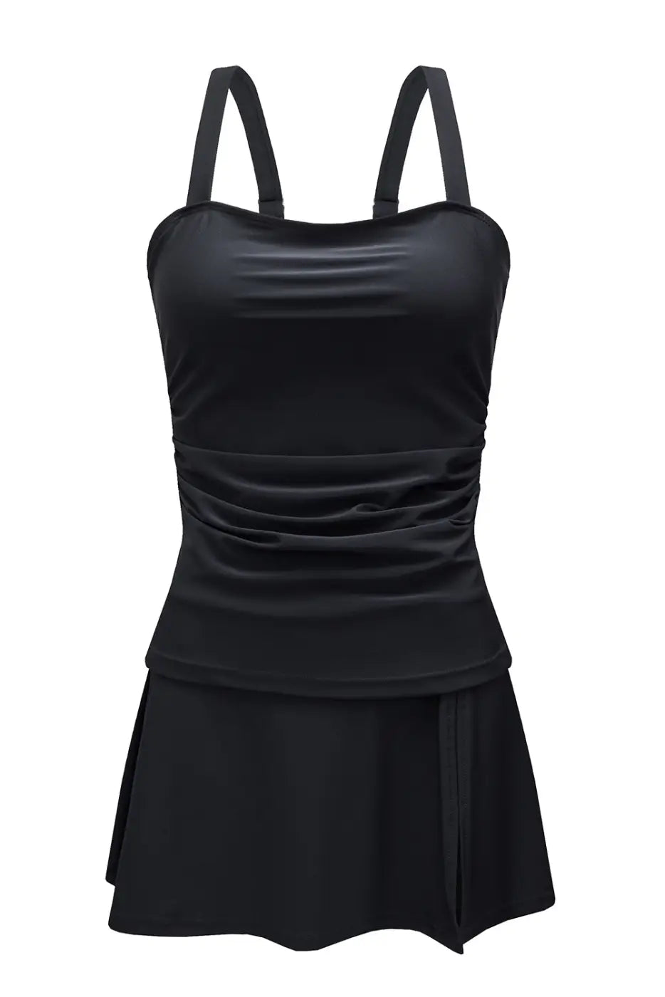 Black square neck sleeveless tankini swimsuit | fashionfitz