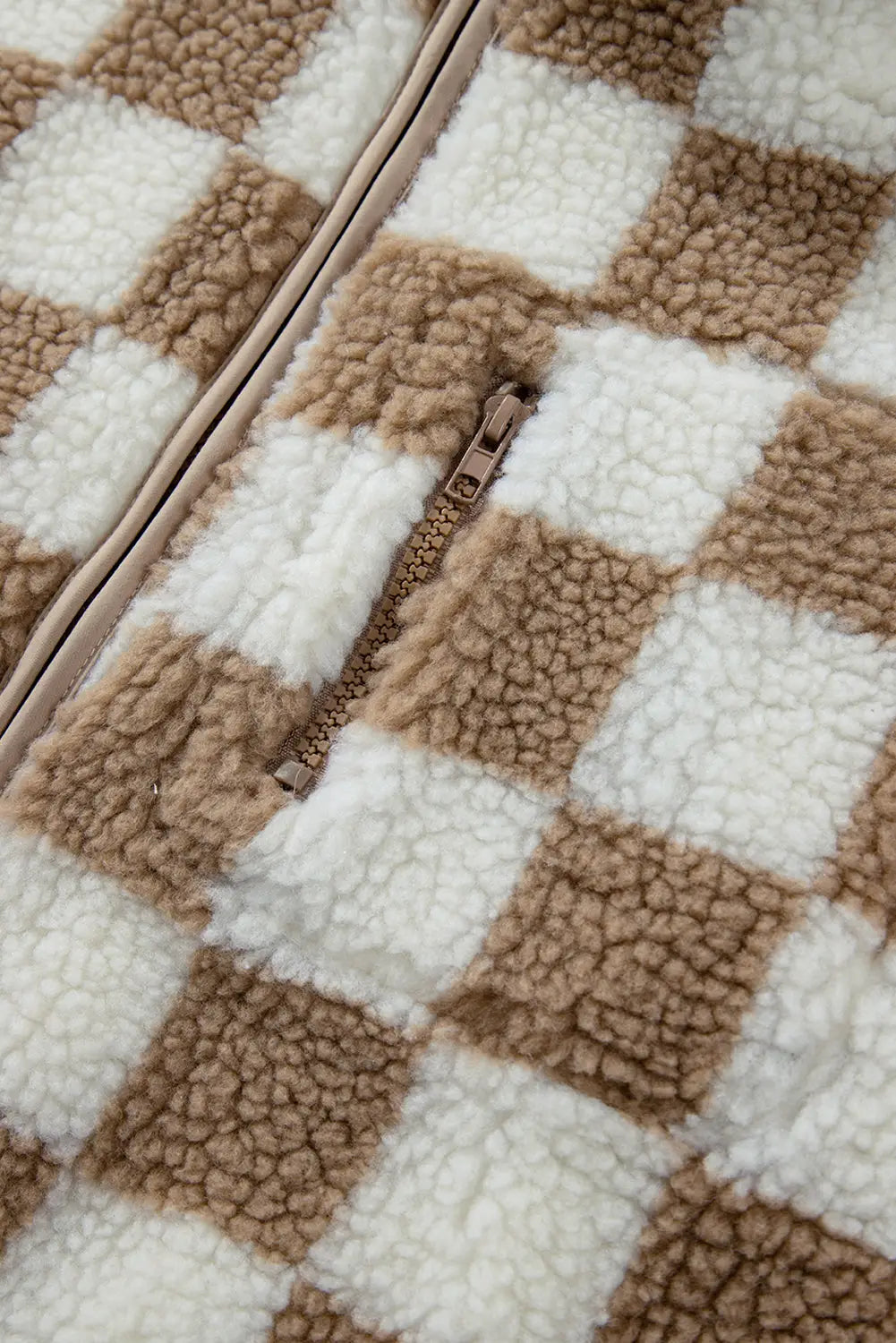 Monochrome mosaic sherpa vest - plaid design