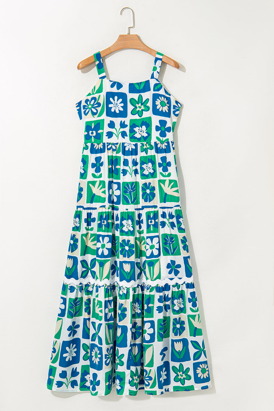 Multicolour Floral Maxi Sundress with Ricrac Trim Women UK